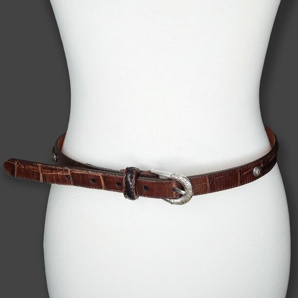 Brighton Western Leather Belt Size Large 34in 2 Tone Brown Black Southwestern main image 4